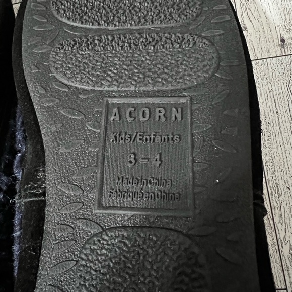 Acorn Unisex-Kid's Moc Slipper Blue Fabric Microfleece Lined Hard Sole size 3-4 - Picture 3 of 8